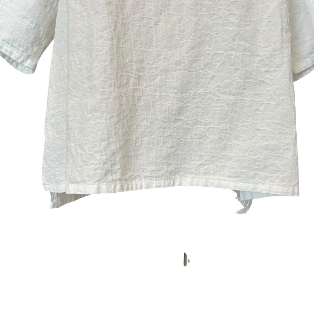 White Textured Henley Cotton Linen Boxy Oversized Top Cottagecore XL - Picture 11 of 14